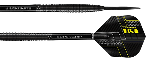 Set Freccette Harrows NX90 Black Edition 90% Tungsten, 21-26g, Aste Supergrip E Alette NX90 Incluse