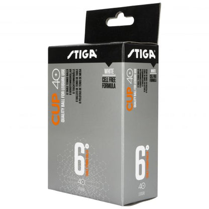 Stiga Cup 40+ White Table Tennis Balls - Pack of 6
