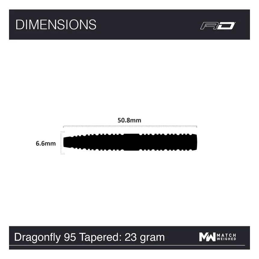 Red Dragon Dragonfly 95 Black Tapered Darts 23g Specs