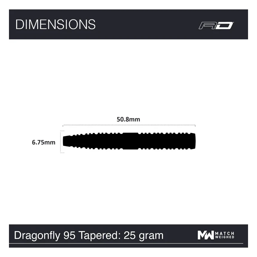 Red Dragon Dragonfly 95 Black Tapered Darts 25g Specs