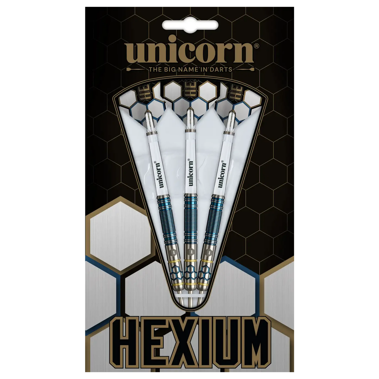 Winmau Hexium 2 Blue & Gold 90% Tungsten Steel Tip Darts