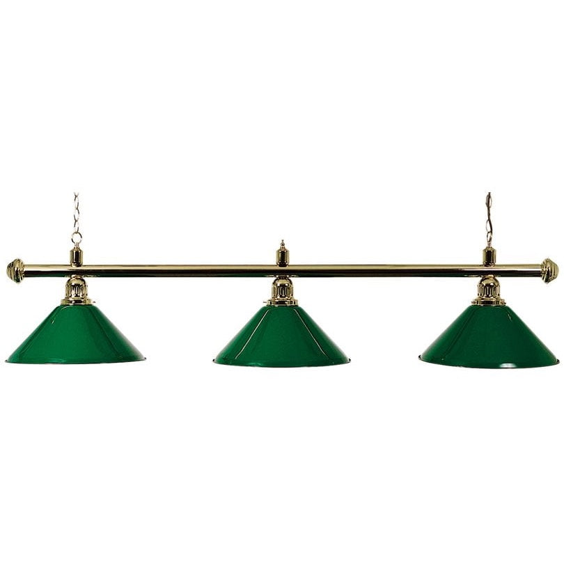 Brass Light Bar with Three Green Shades