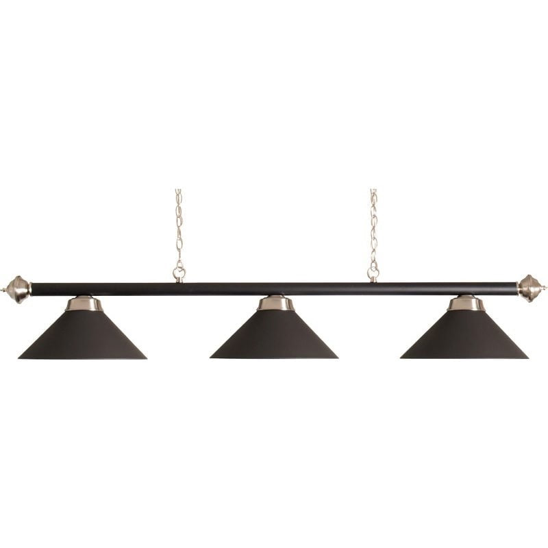 Brushed Steel and Black Light Bar with three Matt Black shades