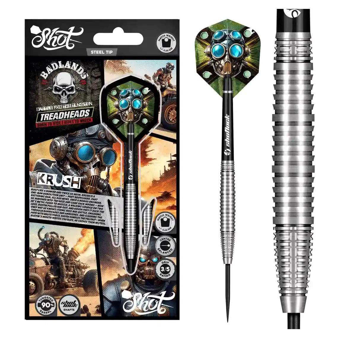Shot Badlands Krush Steel Tip Darts 90% Tungsten Barrels