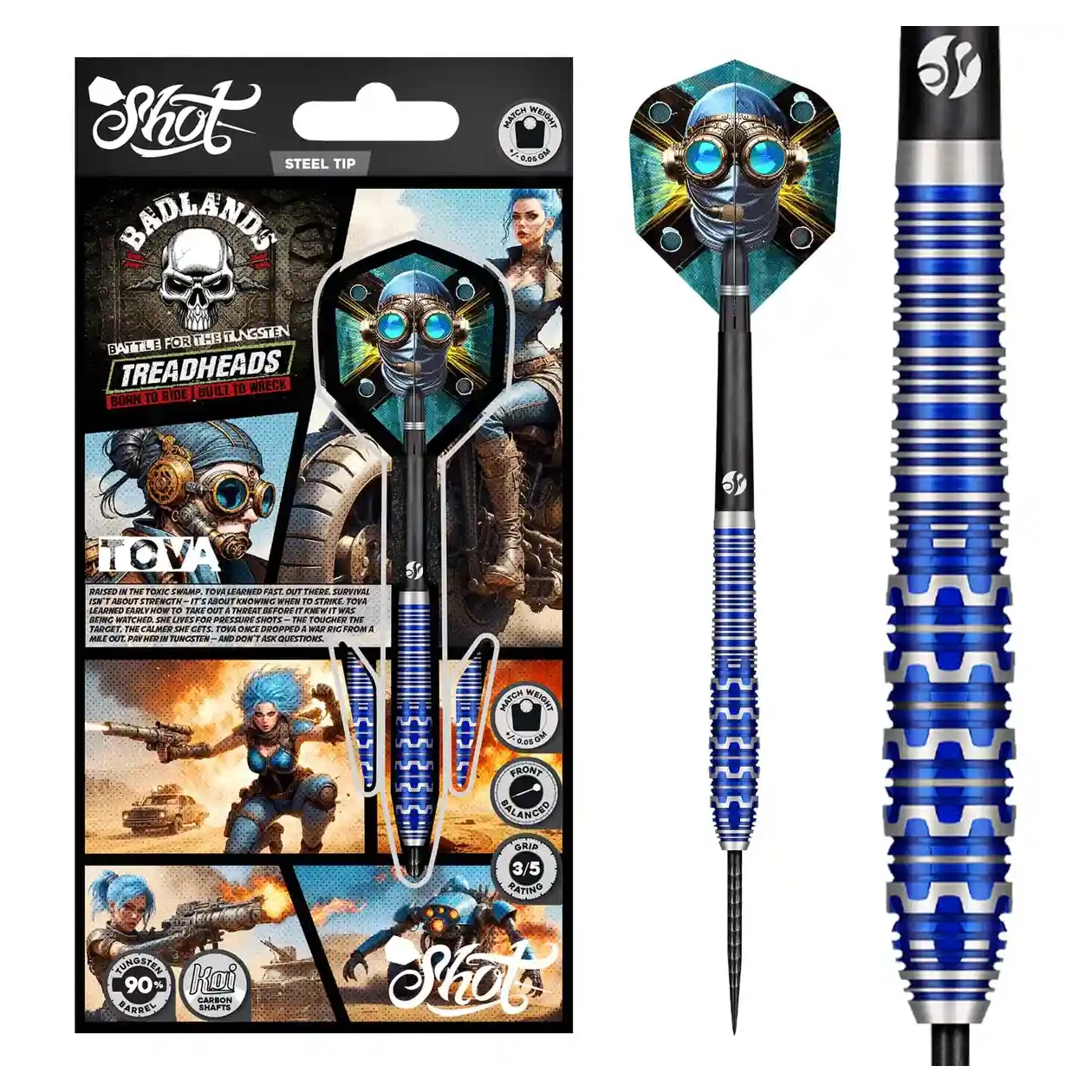 Shot Badlands Tova Steel Tip Darts 90% Tungsten Barrels