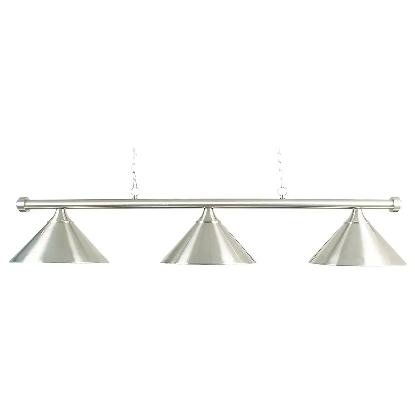 Brushed Steel Light Bar With Three Brushed Steel Shades