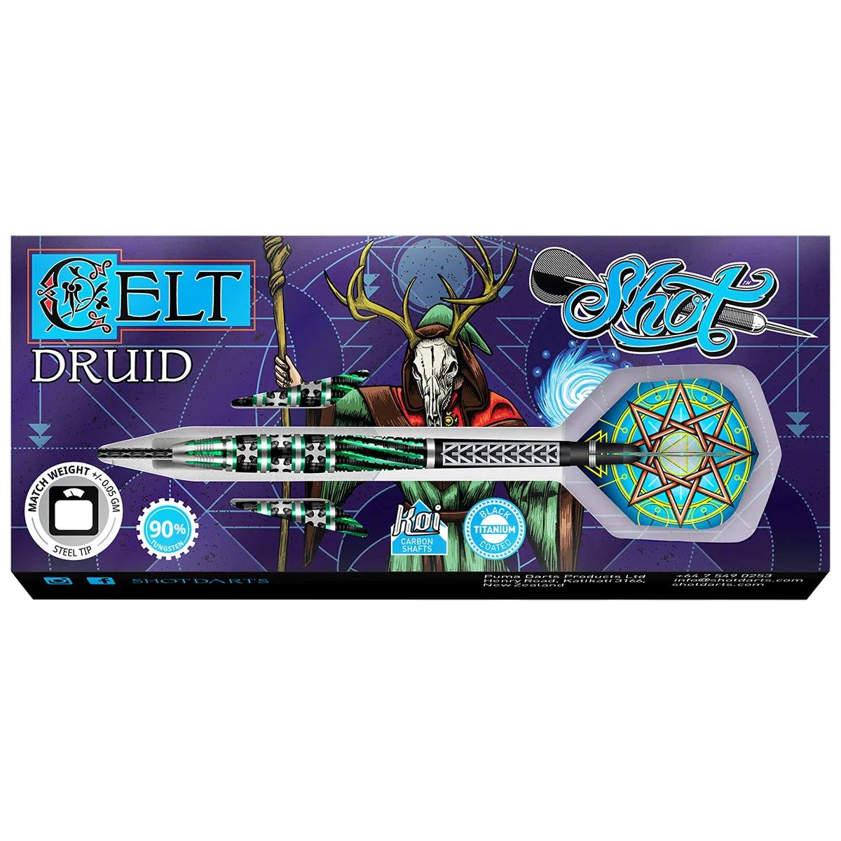 Shot Celt Druid 24g 90% Tungsten Steel Tip Darts