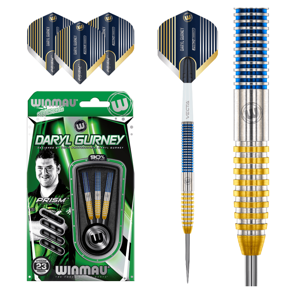 Winmau Daryl Gurney SC 1.0 Series 90% Tungsten Steel Tip Darts 23g