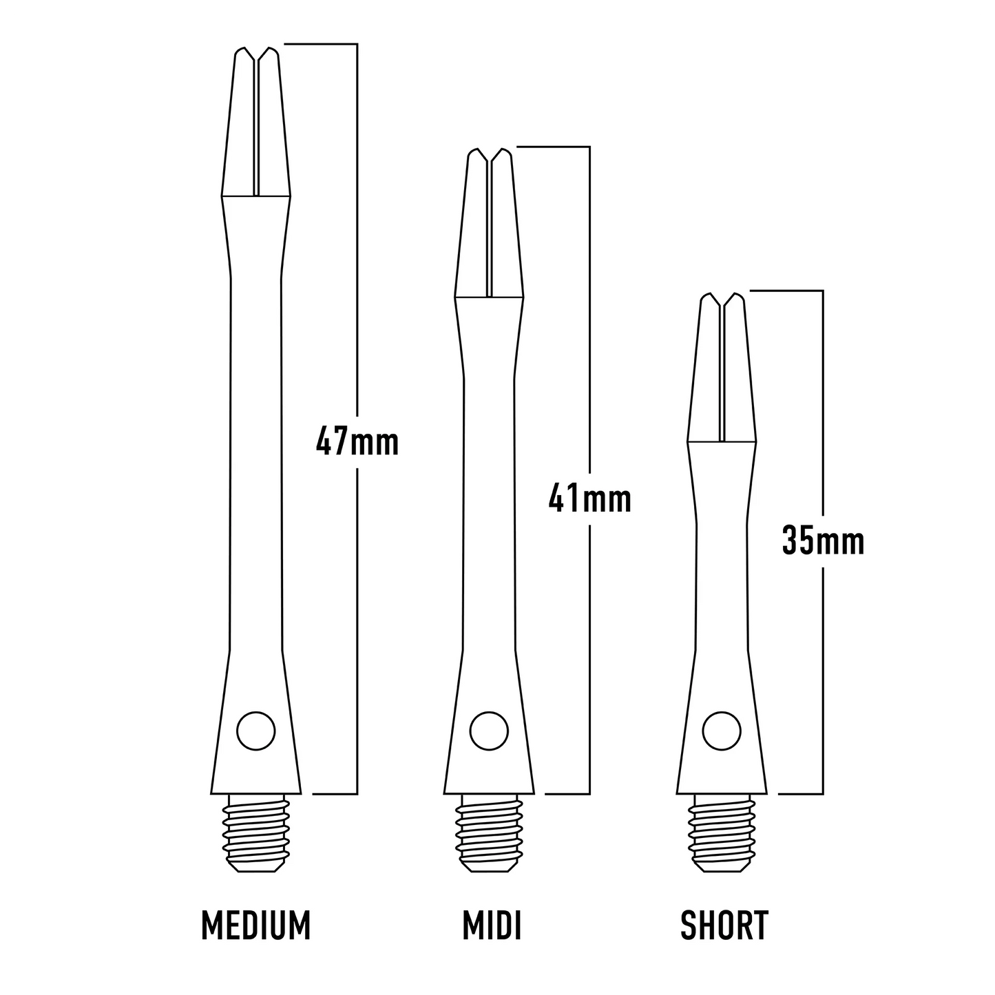 Harrows Keramic Darts Stems sizing