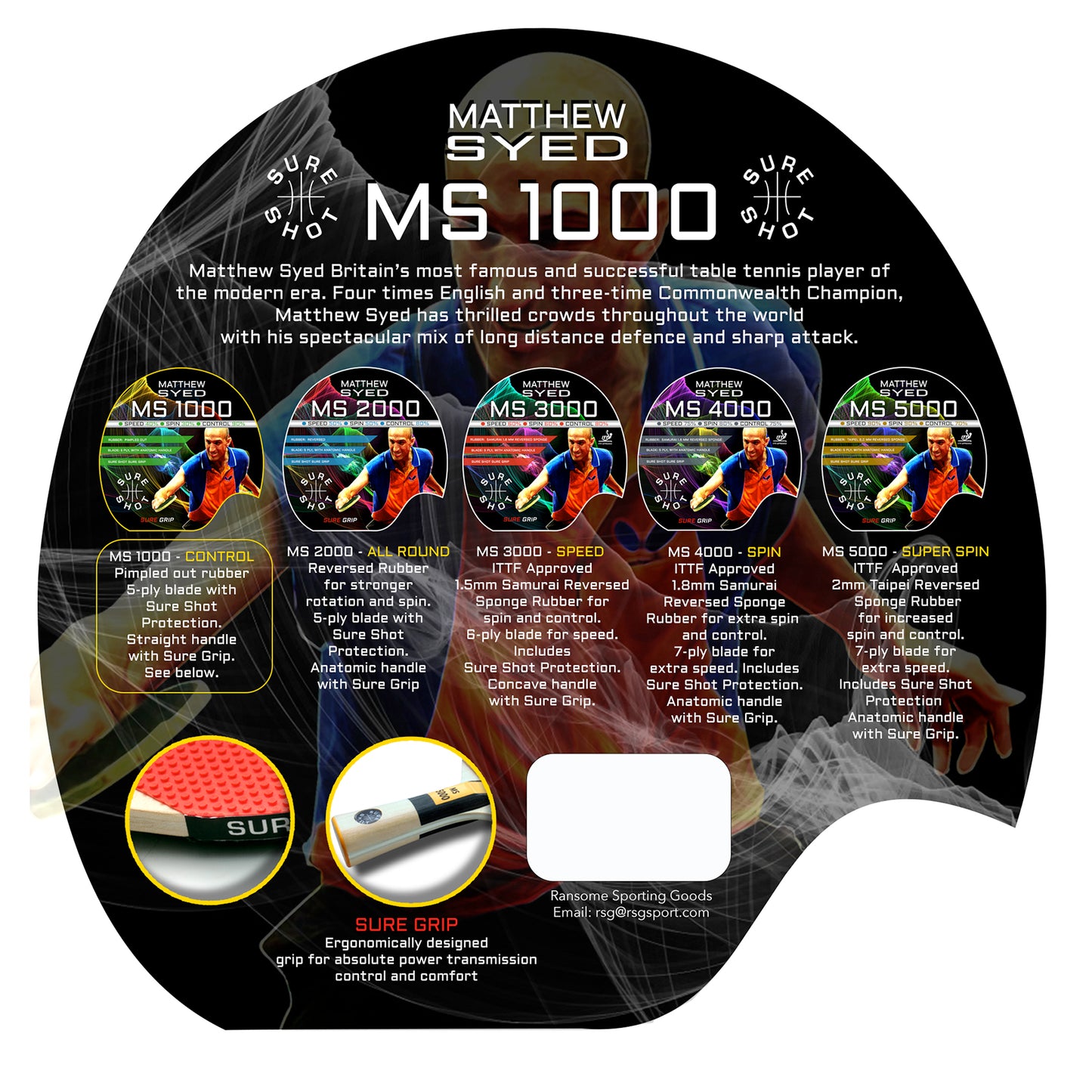 Sure Shot Matthew Syed 1000 Table Tennis Bat