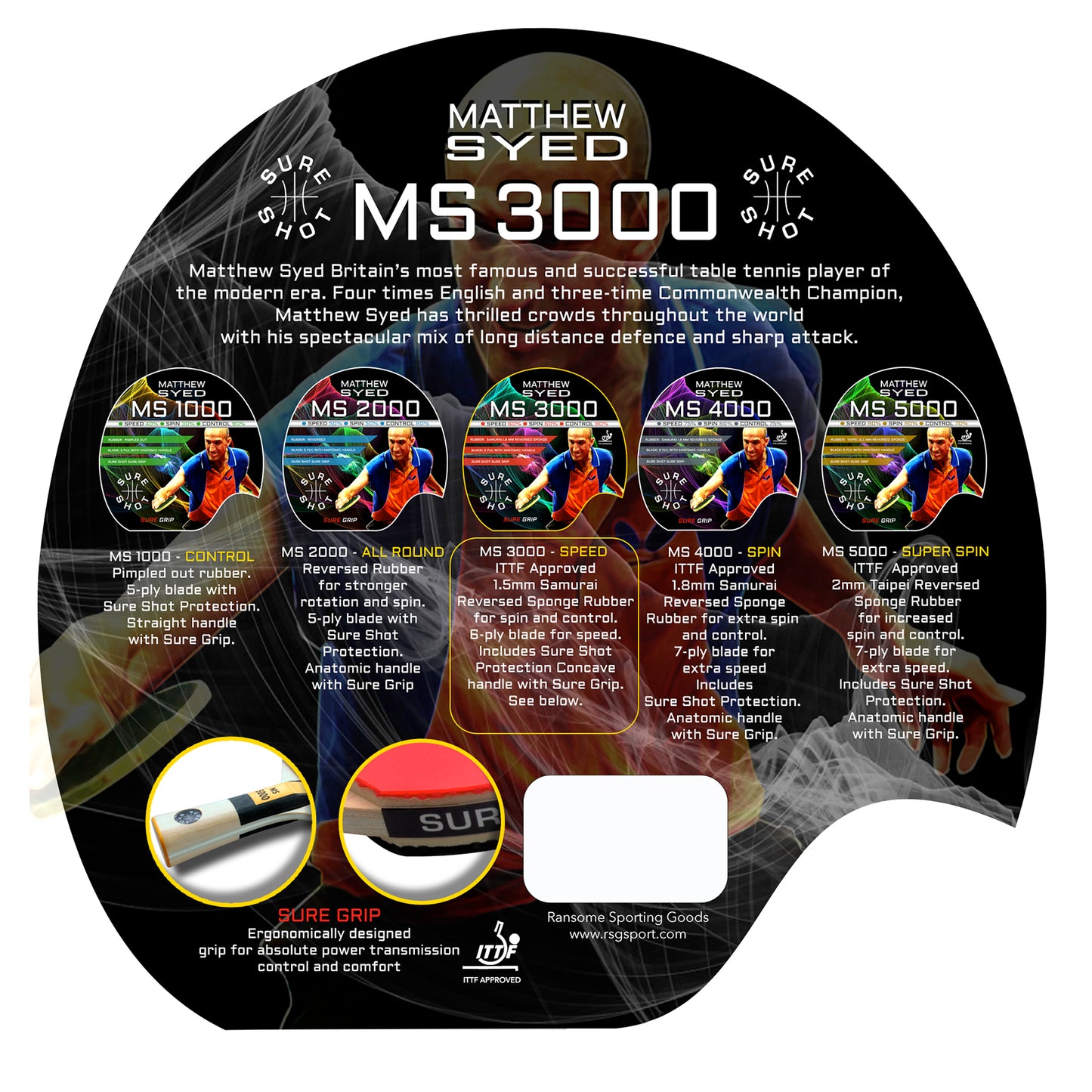 Sure Shot Matthew Syed 3000 Table Tennis Bat