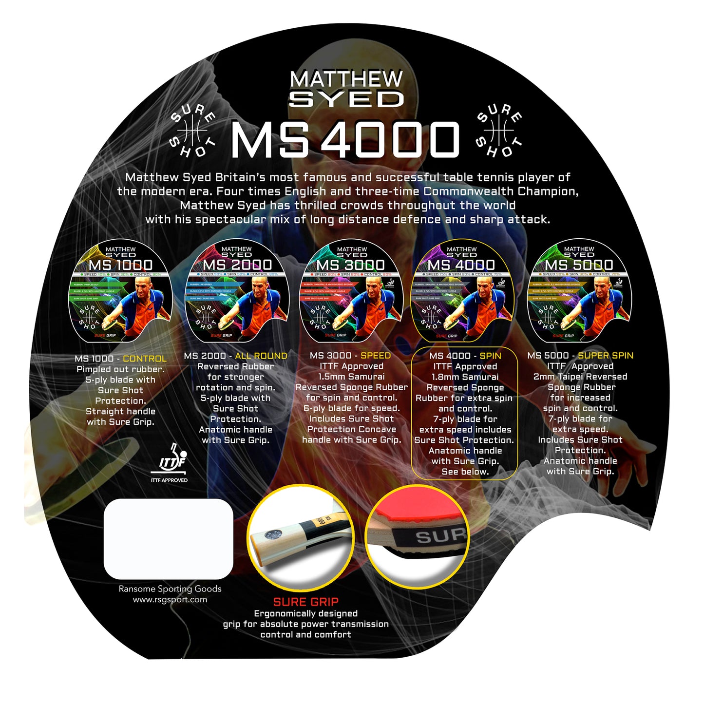 Sure Shot Matthew Syed 4000 Table Tennis Bat