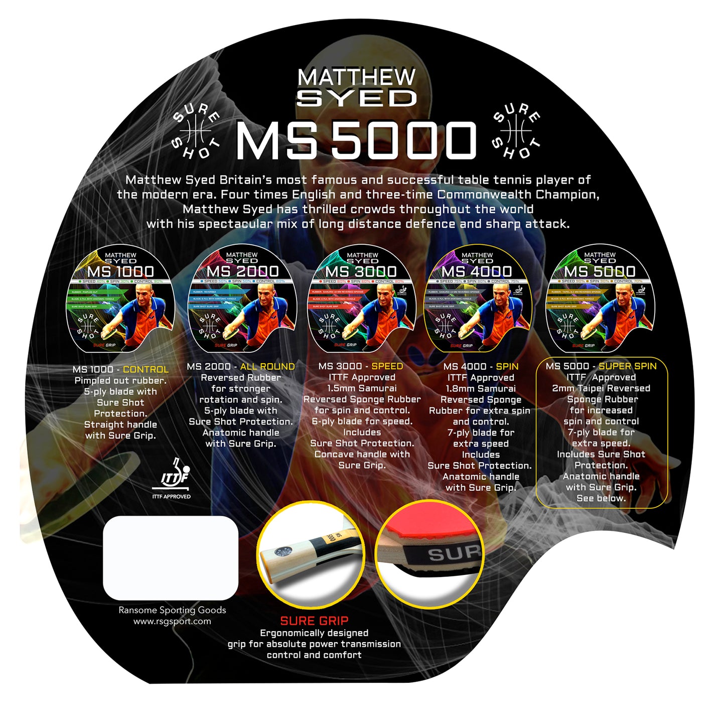 Sure Shot Matthew Syed 5000 Table Tennis Bat