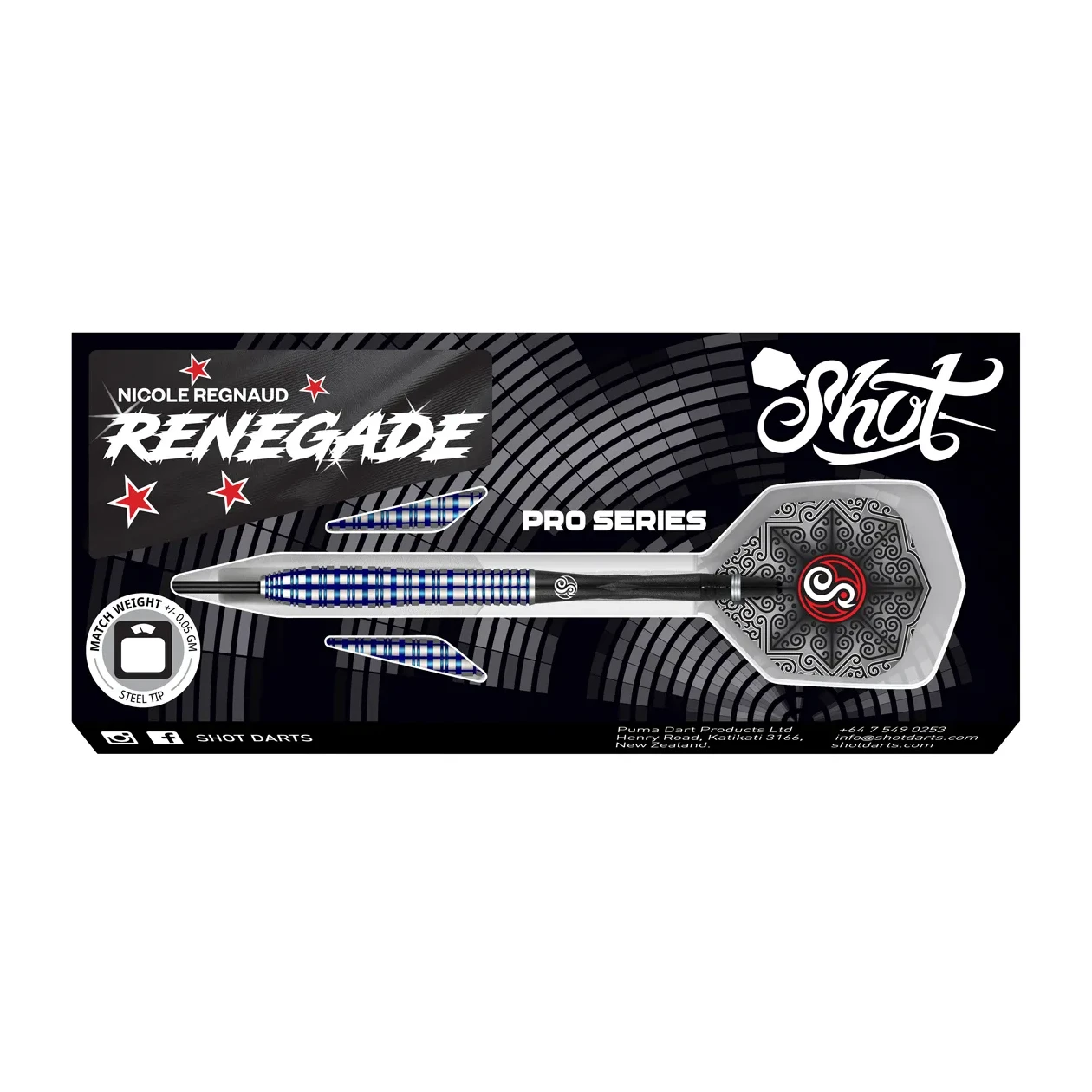 Shot Pro Series Nicole Regnaud Steel Tip Dart Set 90% Tungsten Barrels