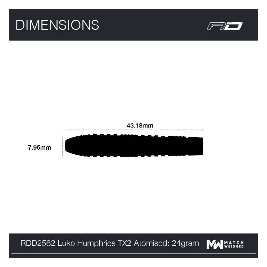Red Dragon Luke Humphries TX2 Atomised 90% Tungsten Steel Tip Darts