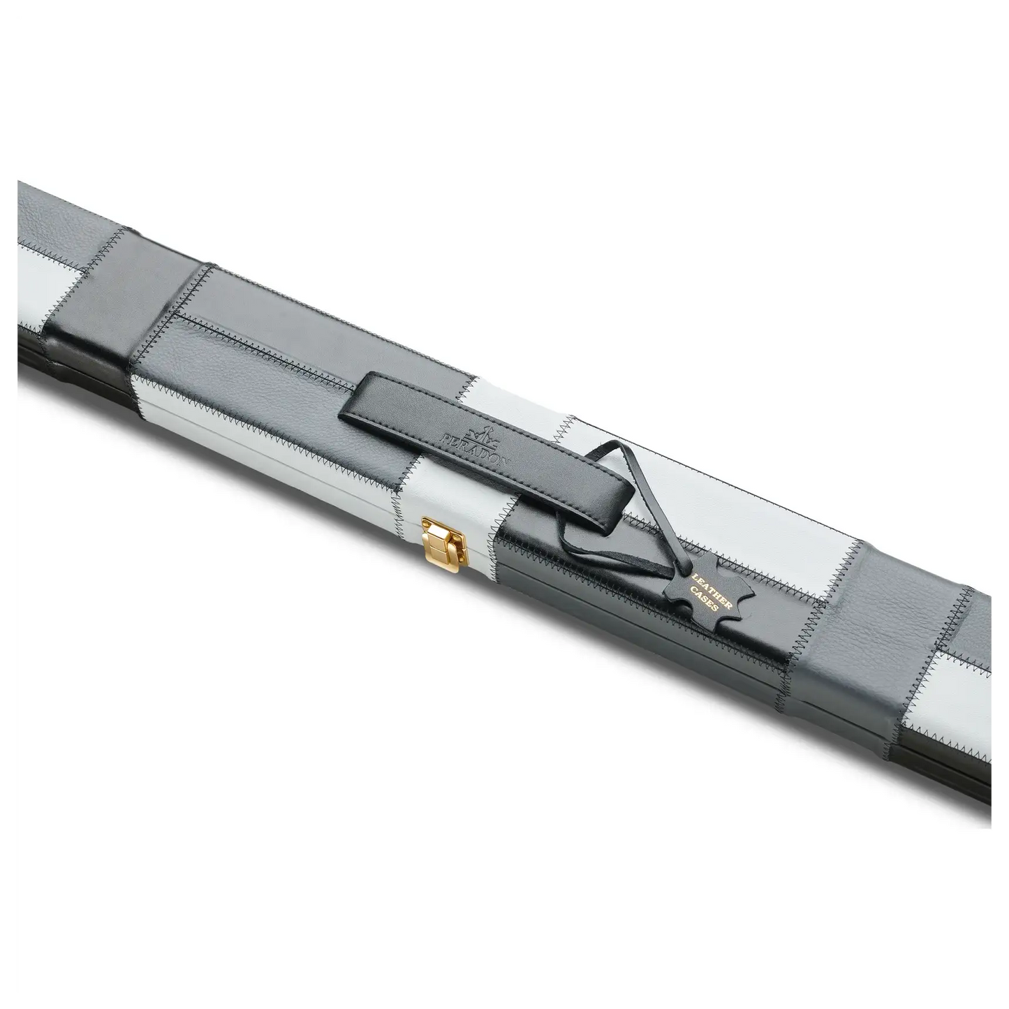 Peradon Wide Black Grey Block Leather Snooker Cue Case for 1 Piece Cues