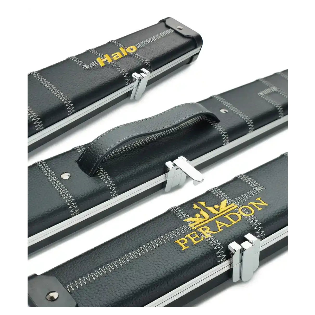 Peradon Halo Black Patch Silver Stitch ¾ Snooker Cue Case