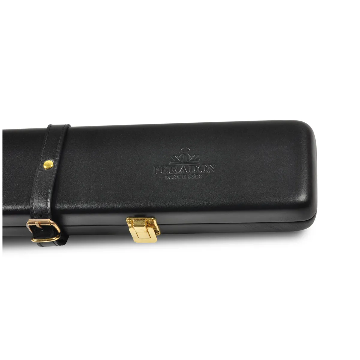 Peradon 2 Piece Black Leather Cue Case for Snooker and Pool Cues