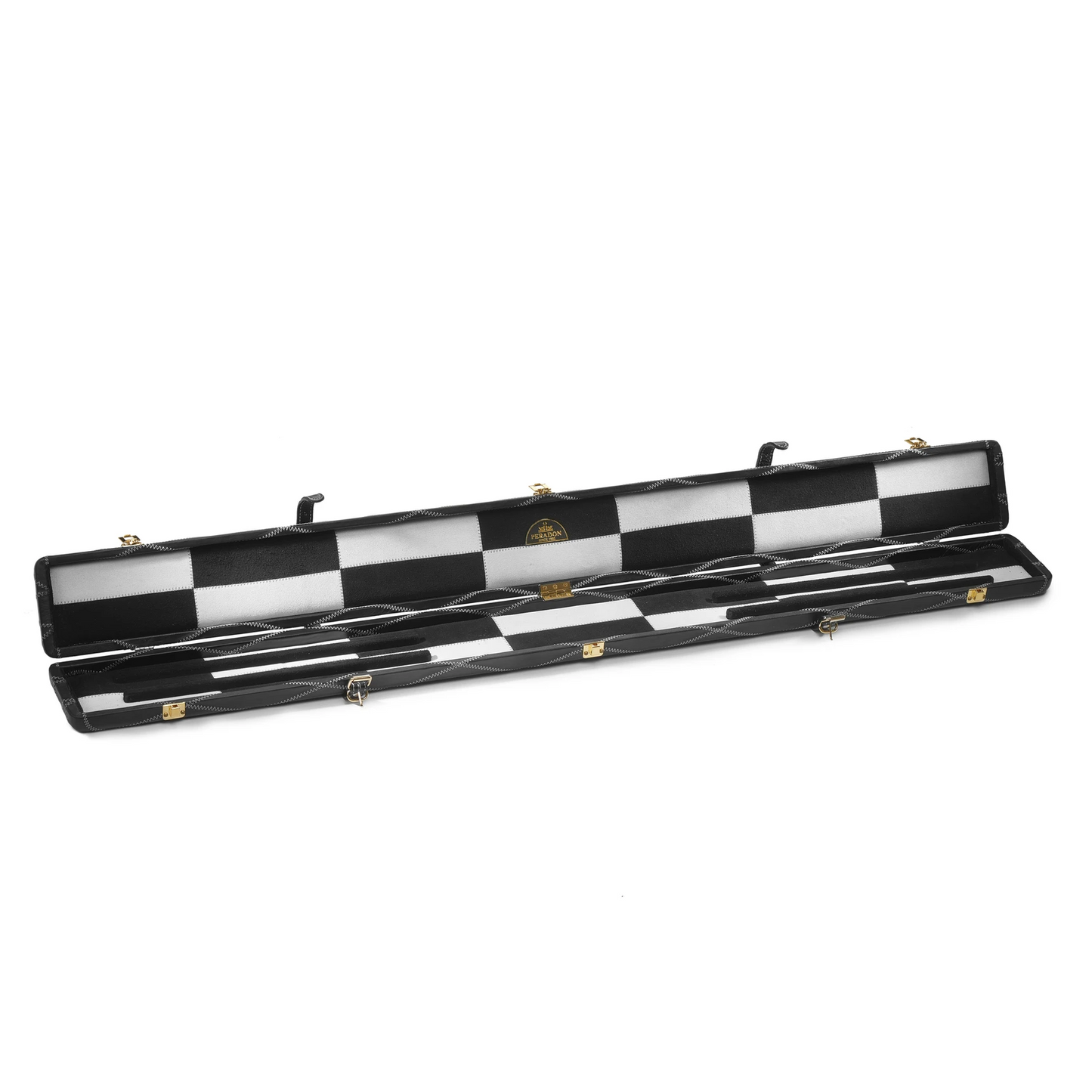 Peradon Leather Black Full Diamond Snooker Cue Case for 3/4 Jointed Cues