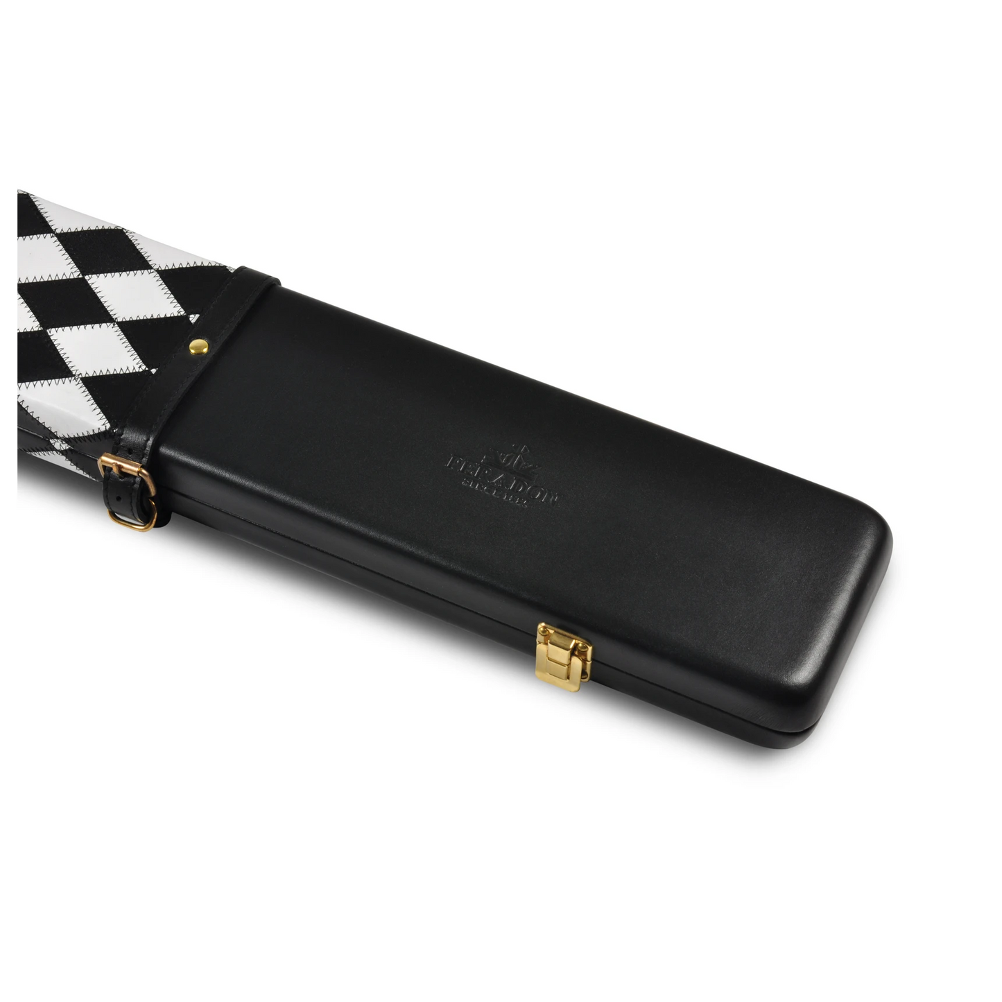 Peradon Leather Black White Small Diamond Snooker Cue Case for 3/4 Jointed Cues