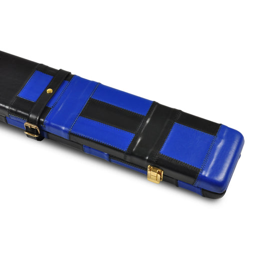 Peradon Leather Black Blue Patchwork Snooker Cue Case for 3/4 Jointed Cues