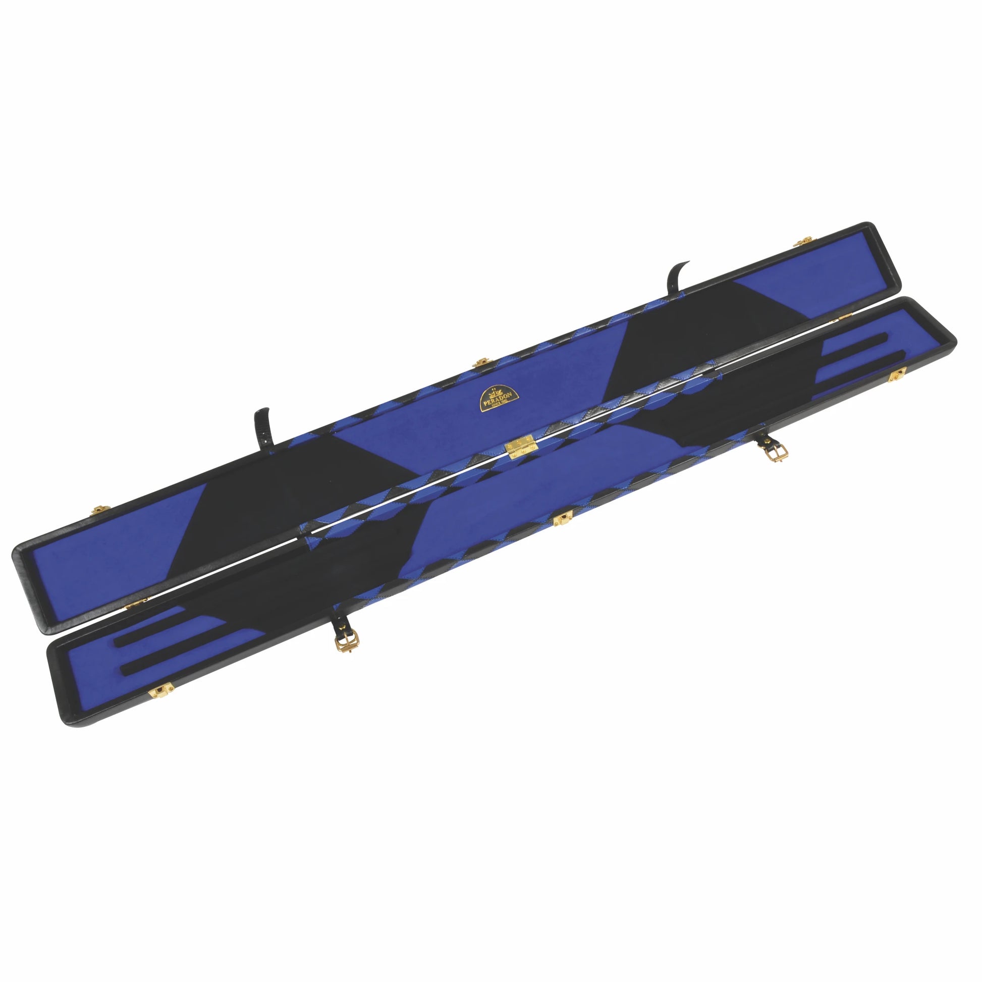 Peradon Leather Black Royal Blue Small Diamonds Snooker Cue Case for 3/4 Jointed Cues