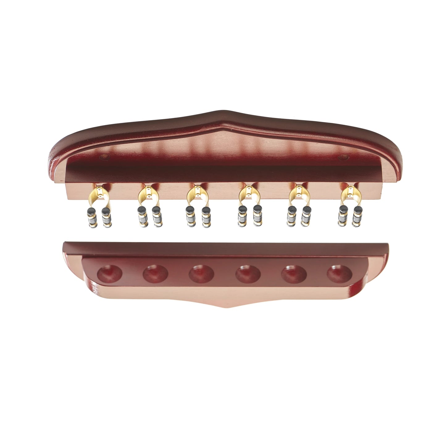 Peradon Club Quality Mahogany Cue Rack with Brassed Clips