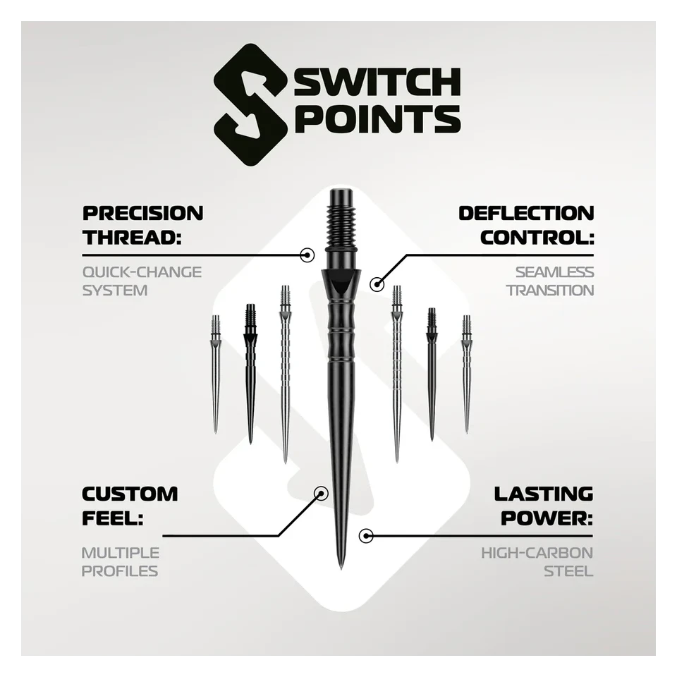 Winmau Switch Point Groove Silver Effect