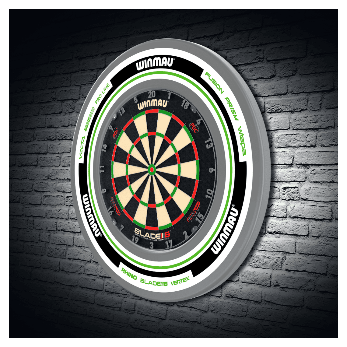 Winmau Advance White/Green Dartboard Surround