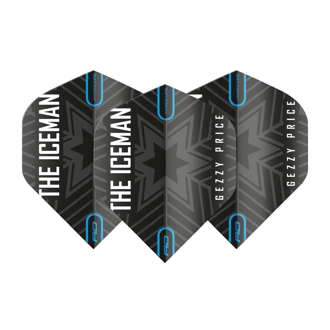 Red Dragon Hardcore Gerwyn Price Black & Grey Snowflake Standard Extra Thick Dart Flights