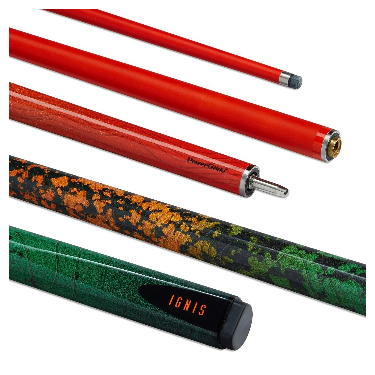 PowerGlide Ignis Carbon Orange 2 Piece 57" Snooker Cue with 10mm Tip