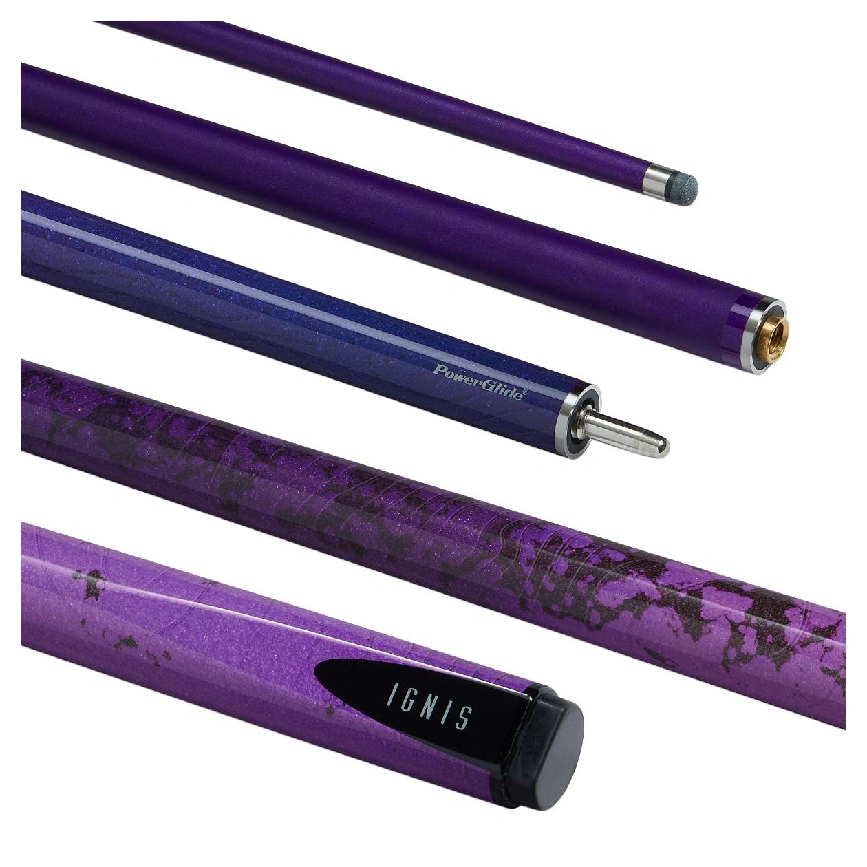 PowerGlide Ignis Carbon Purple 2 Piece 57" Snooker Cue with 10mm Tip