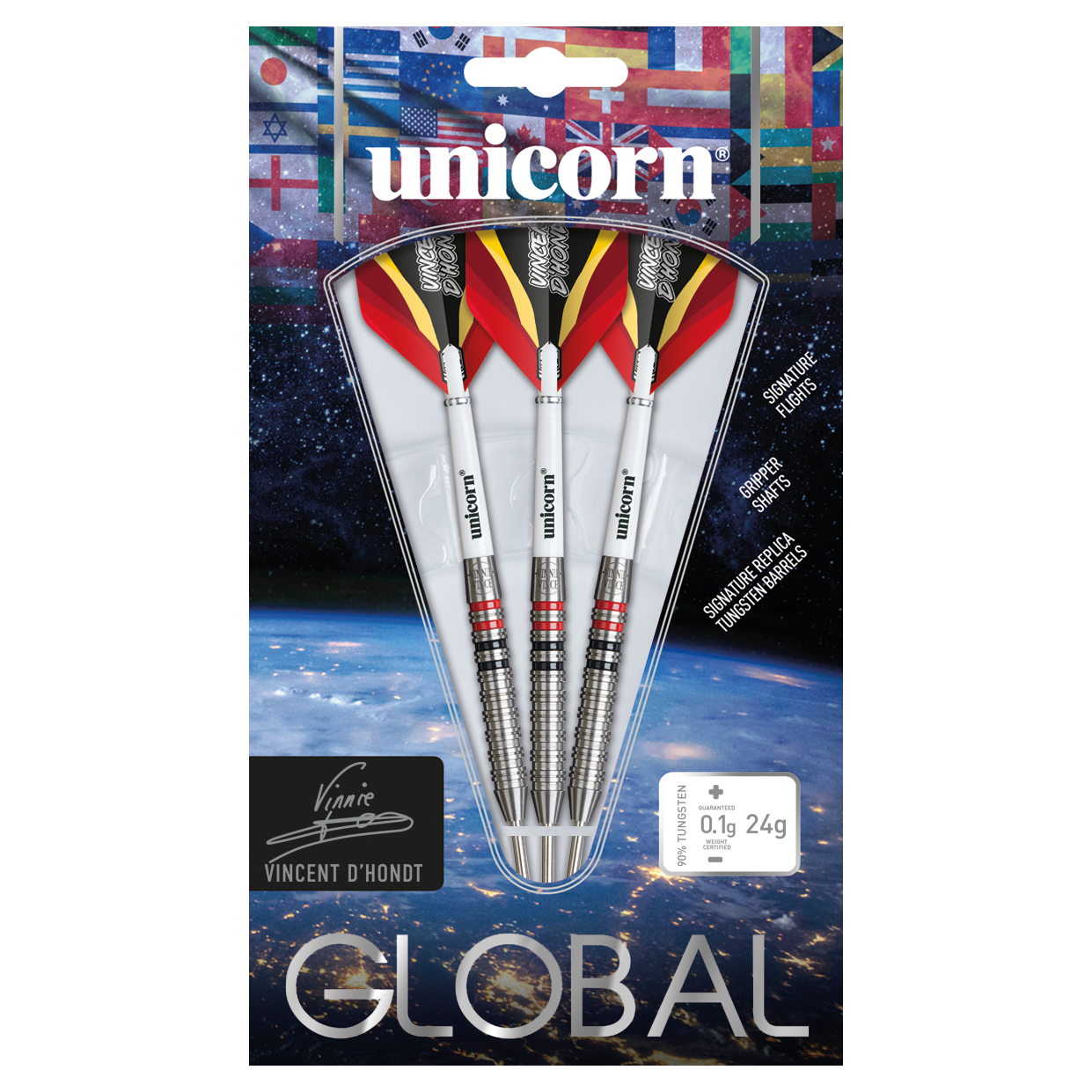 Unicorn Contender Vincent D'Hondt 90% Tungsten 24g Darts