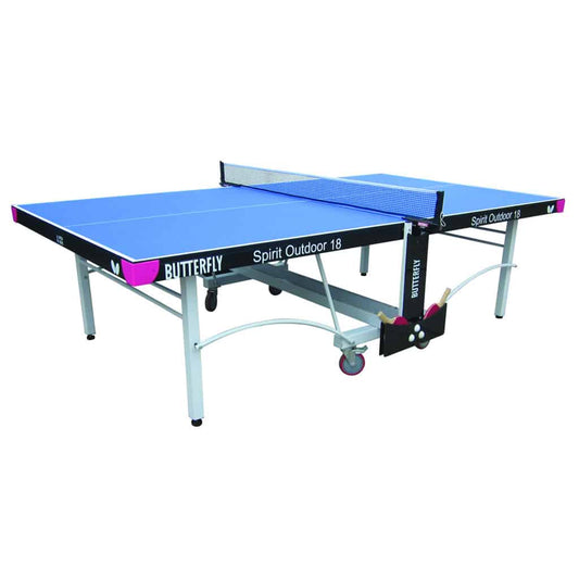 Butterfly Spirit 18 Blue Outdoor Rollaway Table Tennis Table
