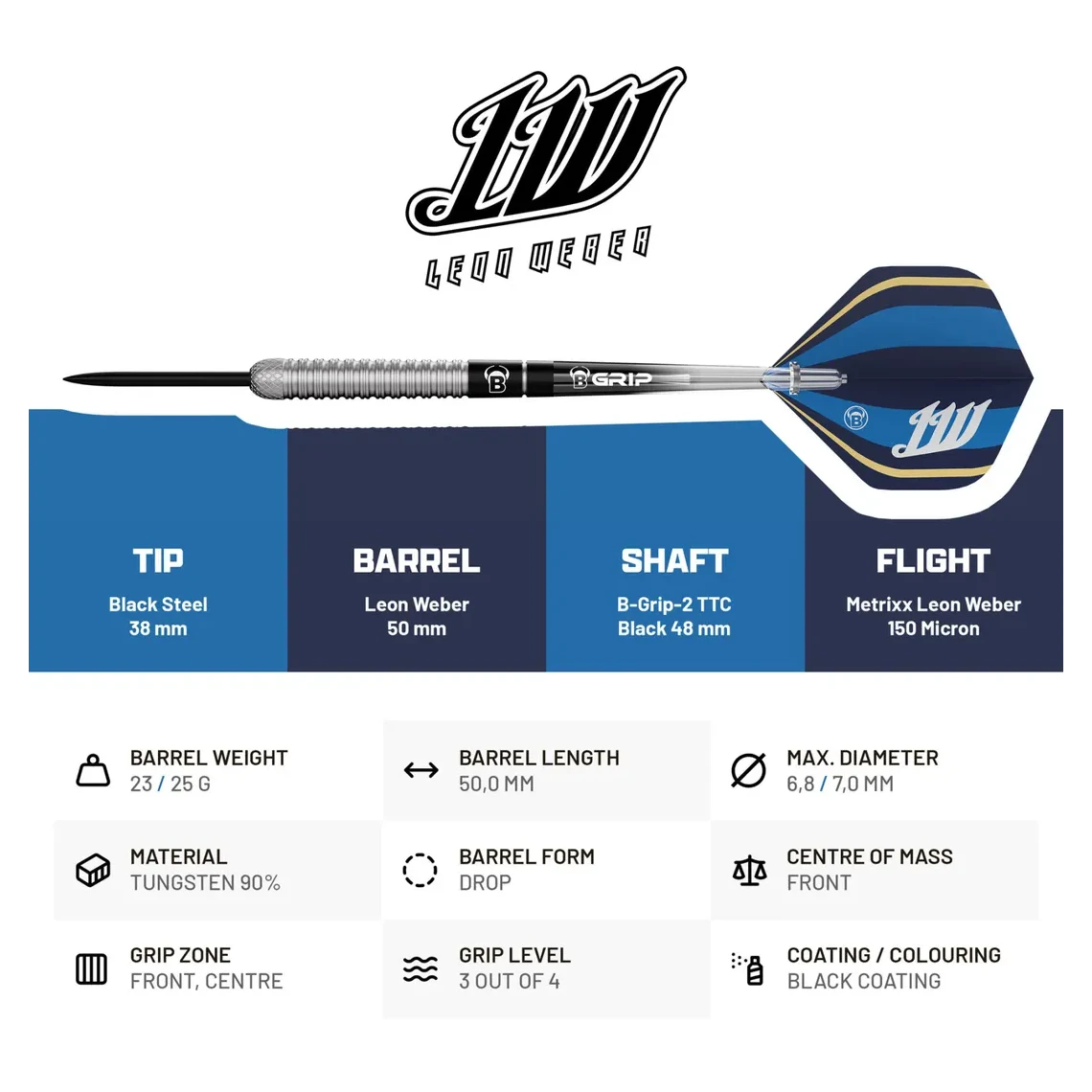 Bulls Leon Weber 90% Tungsten Steel Darts