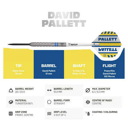 Bulls David Pallett Champions 90% Tungsten Steel Darts 