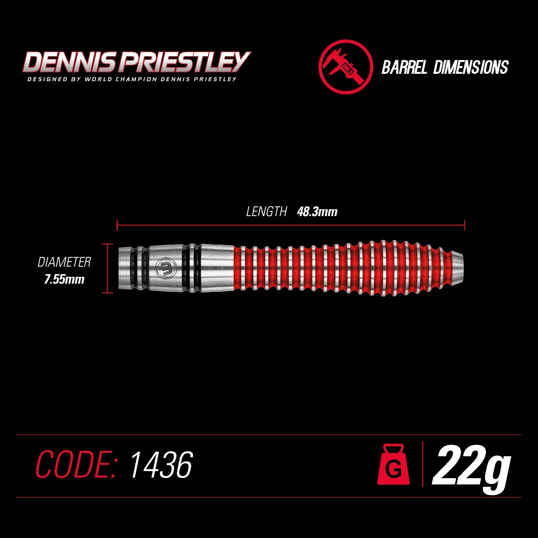Winmau Dennis Priestley SE 22g Darts