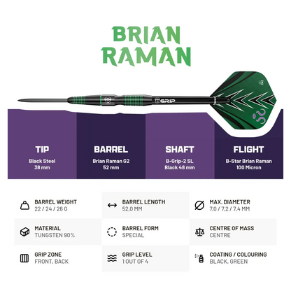 Bulls Brian Raman G2 Champions 90% Tungsten Darts