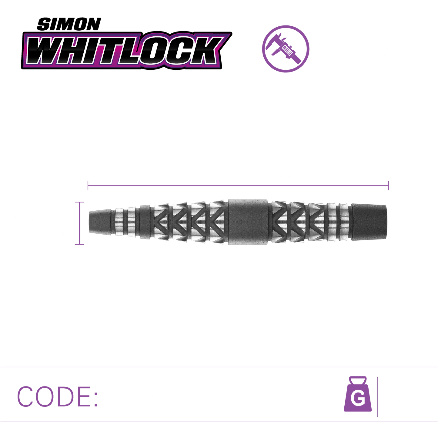 Winmau Simon Whitlock Shotblast 90% Tungsten Alloy Dart 22g