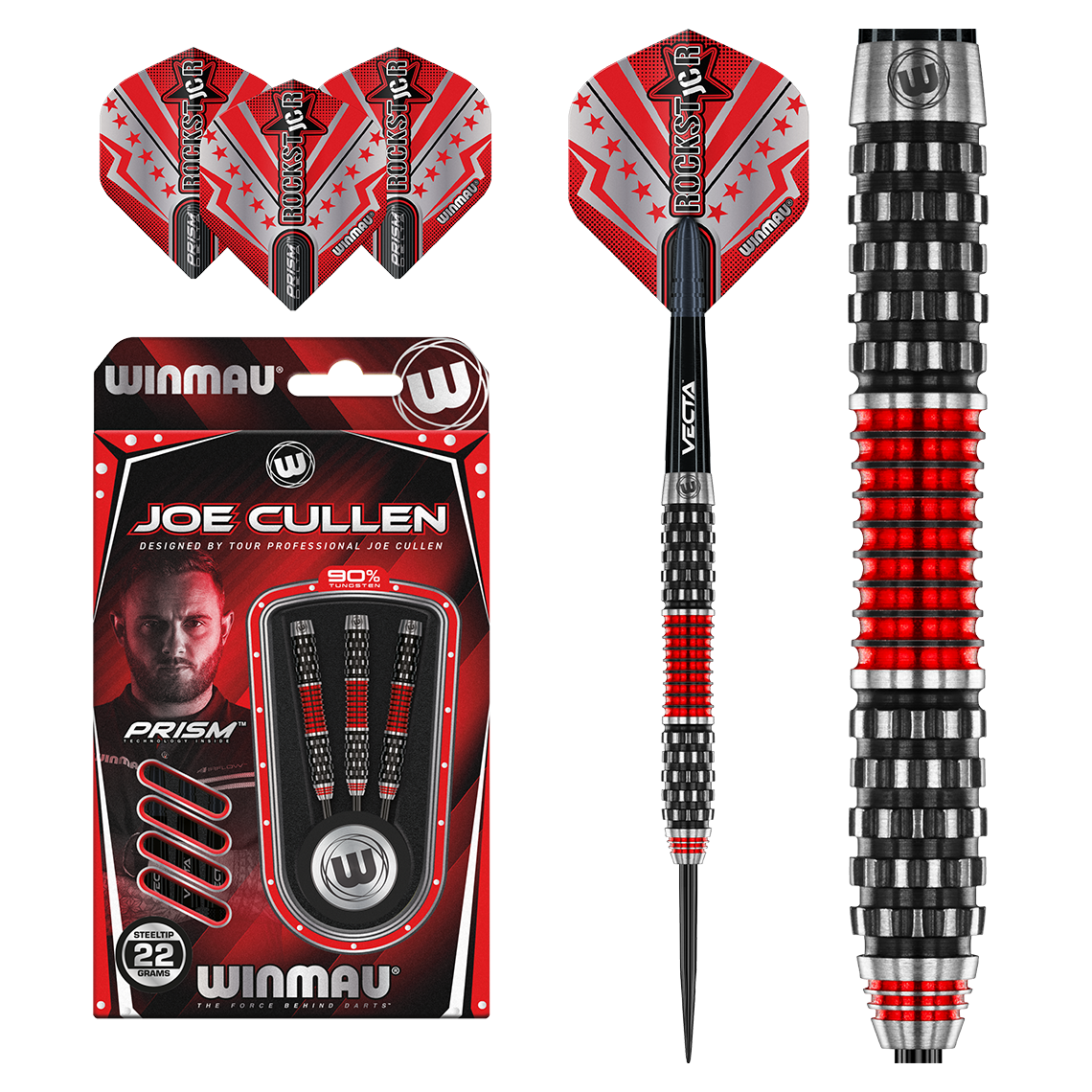 Winmau Dennis Priestley Diamond 3-Zero Steel Tip Darts 22g Package Contents