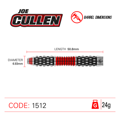 Winmau Joe Cullen ROCKSTAR RS1.0 90% Tungsten Steel Tip Darts 24g Barrel Dimension - Length: 50.8mm / Diameter: 6.93mm