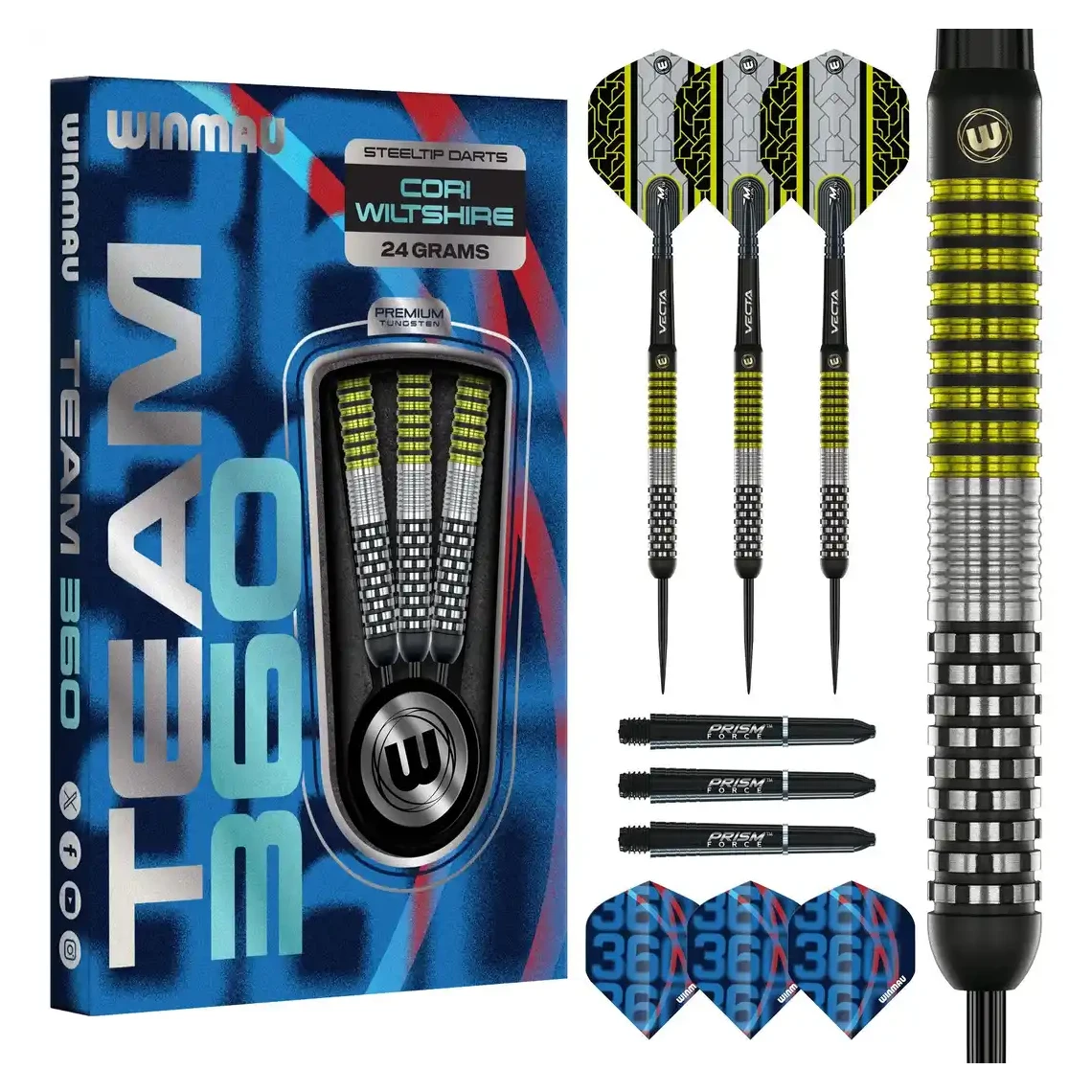 Winmau Cori Wiltshire Team 360 90% Tungsten Steel Tip Darts | 24g - Sherwood Sport