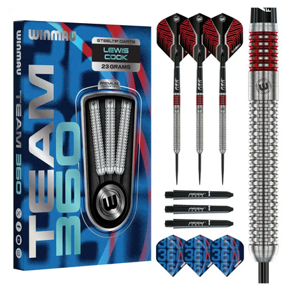 Winmau Lewis Cook Team 360 90% Tungsten Steel Tip Darts | 23g - Sherwood Sport