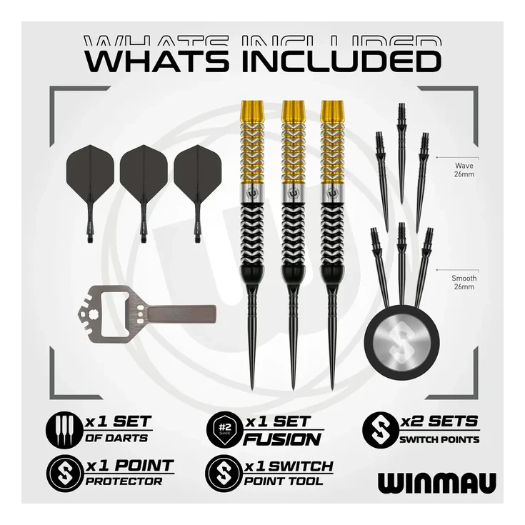 Winmau Exion Parallel 90% Tungsten Steel Tip Darts
