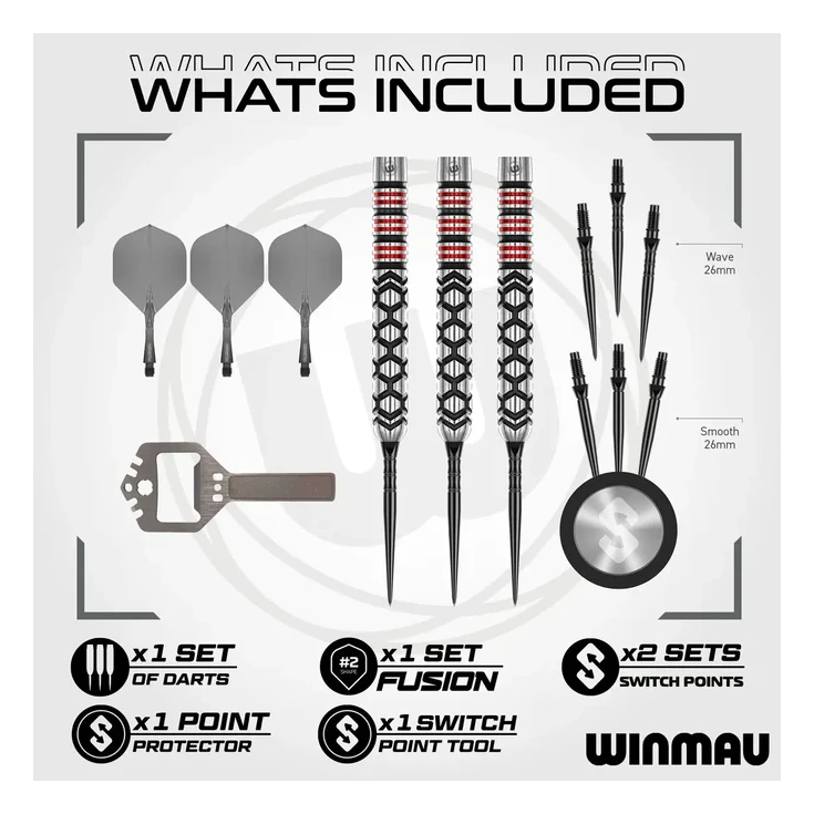Winmau Fornax Parallel 90% Tungsten Steel Tip Darts 