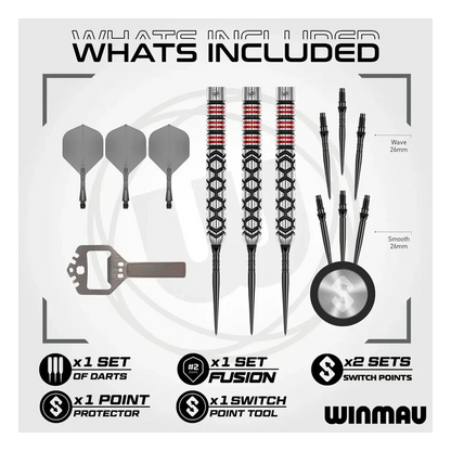 Winmau Fornax Parallel 90% Tungsten Steel Tip Darts 