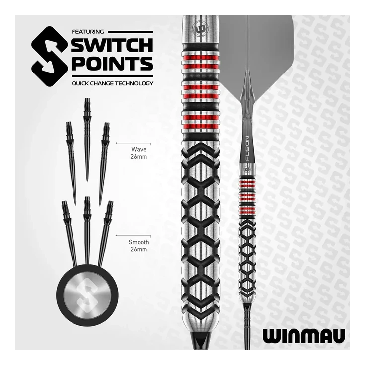 Winmau Fornax Parallel 90% Tungsten Steel Tip Darts 