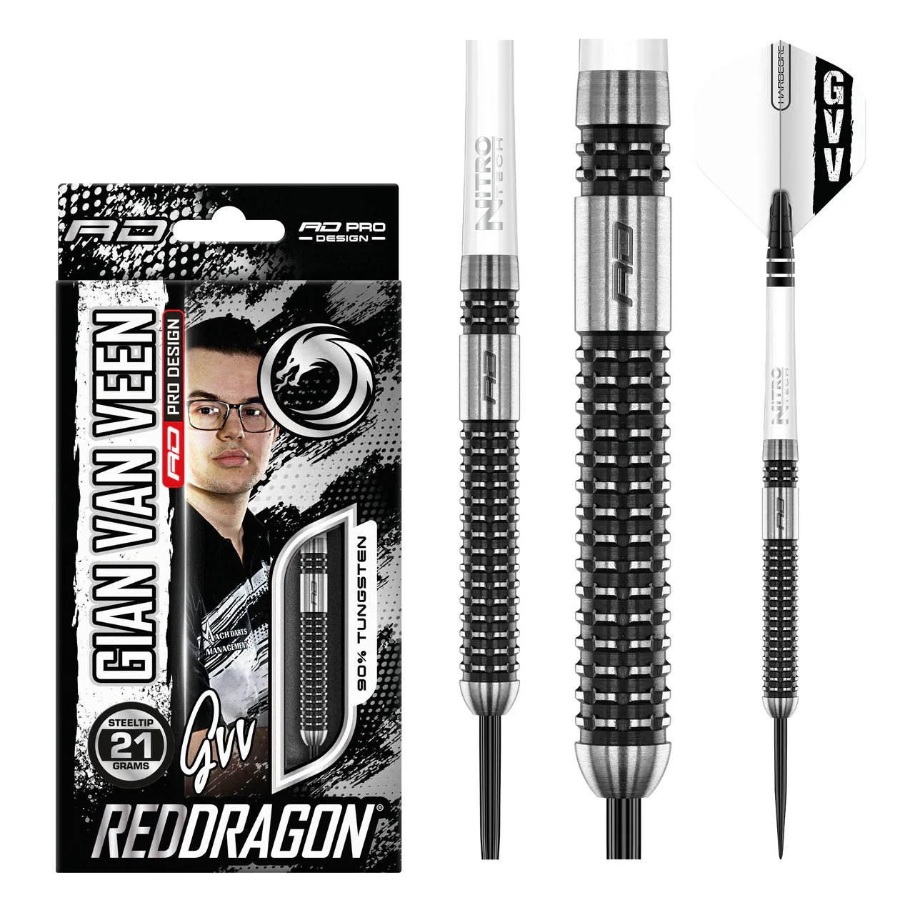 Red Dragon Gian Van Veen Axis S.E. 90% Tungsten Steel Tip Darts