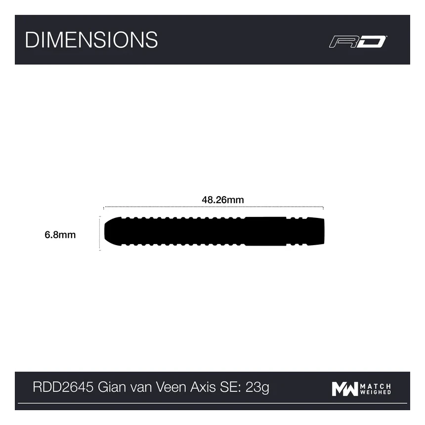 Red Dragon Gian Van Veen Axis S.E. 90% Tungsten Steel Tip Darts Specs