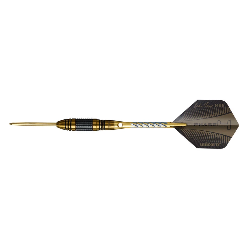 Unicorn John Lowe Phase 4 Darts – 90% Wolfram, 25g, Schwarz/gold, Mit Helix-Spitzen